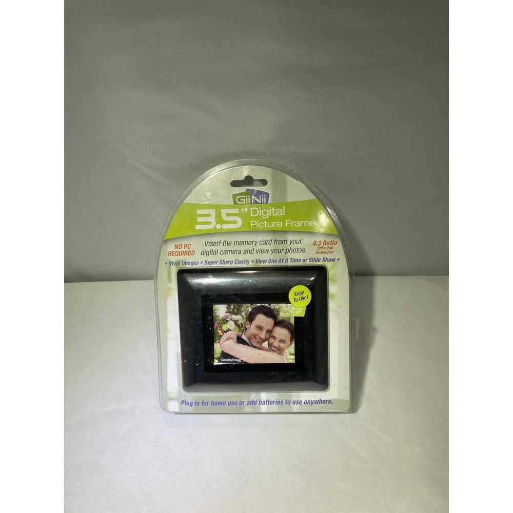 GiiNii Digital Picture Photo Frame 3.5 in. LCD Color Monitor Collage Solid Black